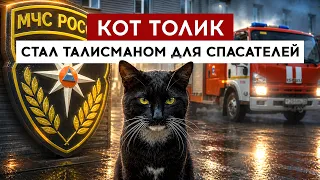 Tolik the cat became a mascot for rescuers.