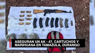 Aseguran fusil AK-47, cartuchos y marihuana en Tamazula, Durango