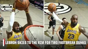 LeBron dazzles Brooklyn crowd throwing down two fastbreak dunks ? | NBA on ESPN