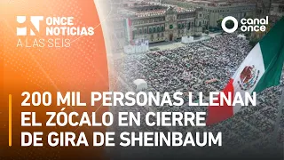 A las Seis - 200 mil personas llenan el zócalo en cierre de gira de Sheinbaum (28/09/2026)