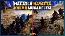 Son Dakika: Yağışlar Yolları Dereye Çevirdi, Selden Halatla Kurtulmaya Çalıştılar! | NTV