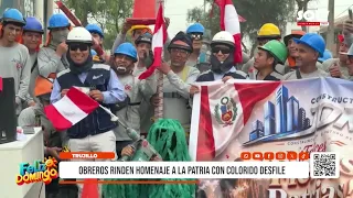 Trujillo: Construction workers pay tribute to the nation with a colorful parade