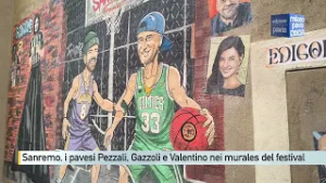 Sanremo, i pavesi Pezzali, Gazzoli e Valentino nei murales del festival