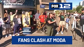 Fans clash at Moda Center over Indiana Fever player’s controversial comments about trans athletes