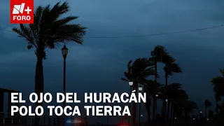 Momento exacto en que el Ojo del Huracán Polo toca tierra en BCS