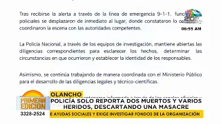 National Police report only two dead and several injured, ruling out a massacre in Olancho