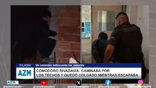 He was walking on rooftops and got left hanging while trying to escape
