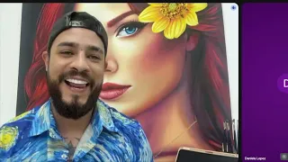 Colombian artist who paints celebrity portraits with coffee portrayed Arcángel