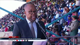 Muzi Siyaya, Chairman of the Board at EIPA, delivers his remarks at the ongoing 58th Eswatini Intern