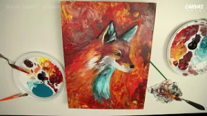 Fire Wolf Painting Canvas Time Lapse