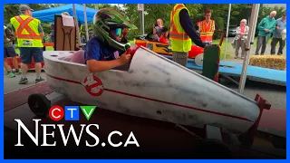 Young racers tackle the hill at local soapbox derby