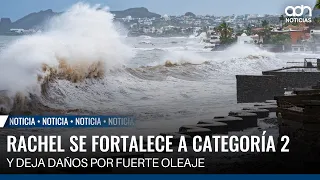 Rachel strengthens to Category 2, causing damage with heavy surf