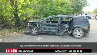 Ağstafada minik avtomobilləri toqquşdu sürücülər xəsarət aldı