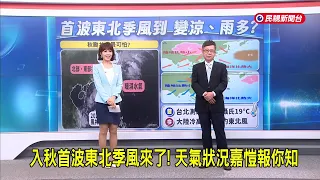 2026/9/9【早安嘉芬】入秋首波東北季風來了！ 天氣狀況嘉愷報你知－民視新聞