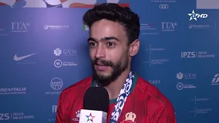 Mediterranean Games "Taranto 2026" - Gymnastics.. Moroccan Hamza Hossini after winning the gold m...