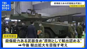 殺傷能力ある武器輸出「原則」認める提言を自民がまとめる　「5類型」の規定を大幅に緩和 輸出拡大を目指す考え｜TBS NEWS DIG