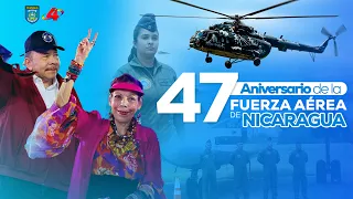 Copresidentes de Nicaragua presiden acto del 47 aniversario de la Fuerza Aérea del Ejército 🪖✈️