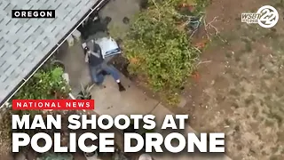 Oregon police release video of man shooting at police drone, swat team pinning him and his tractor a