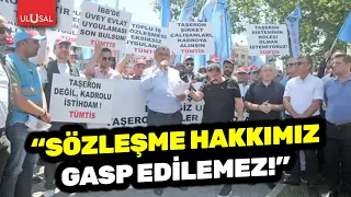 TÜMTİS member workers at IBB company made a statement demanding the implementation of their colle...