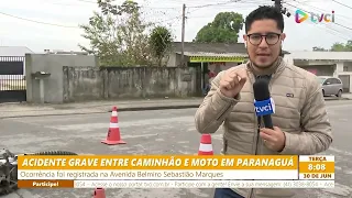 SERIOUS TRUCK AND MOTORCYCLE ACCIDENT IN PARANAGUÁ