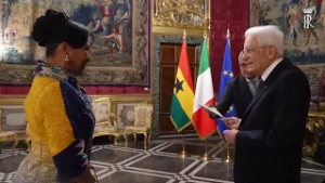 The Ambassador of Ghana, H E  Mona Quartey presents her Letters of Credence to President Mattarella