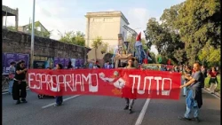 Rome, Lago Bullicante: Protest for the expropriation of the former Snia factory. "Park now, immed...