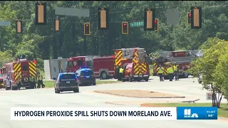 Truck spills hydrogen peroxide on Moreland Ave.