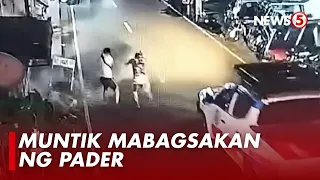 Bahagi ng pader ng lumang gusali, bumagsak; 2 pedestrian muntik mabagsakan