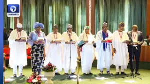 Tinubu Administers Oath Of Office To Six RMAFC, Two FCSC Commissioners